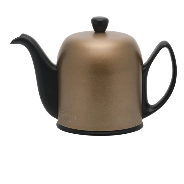 Чайник заварочный Degrenne Salam 900 мл на 6 чашек, черный с бронзовой крышкой, фарфор, алюминий