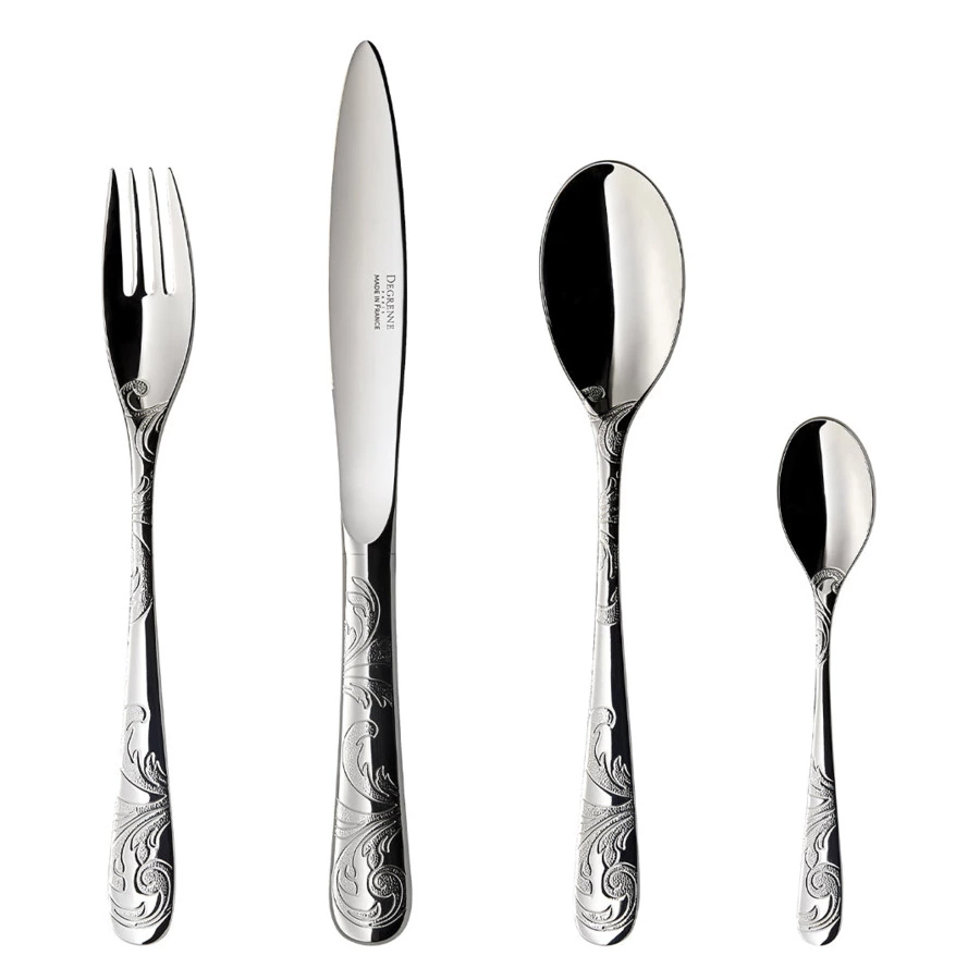 Набор столовых приборов Degrenne AQUATIC Couture на 6 персон 24 предмета с полой ручкой, сталь нержа