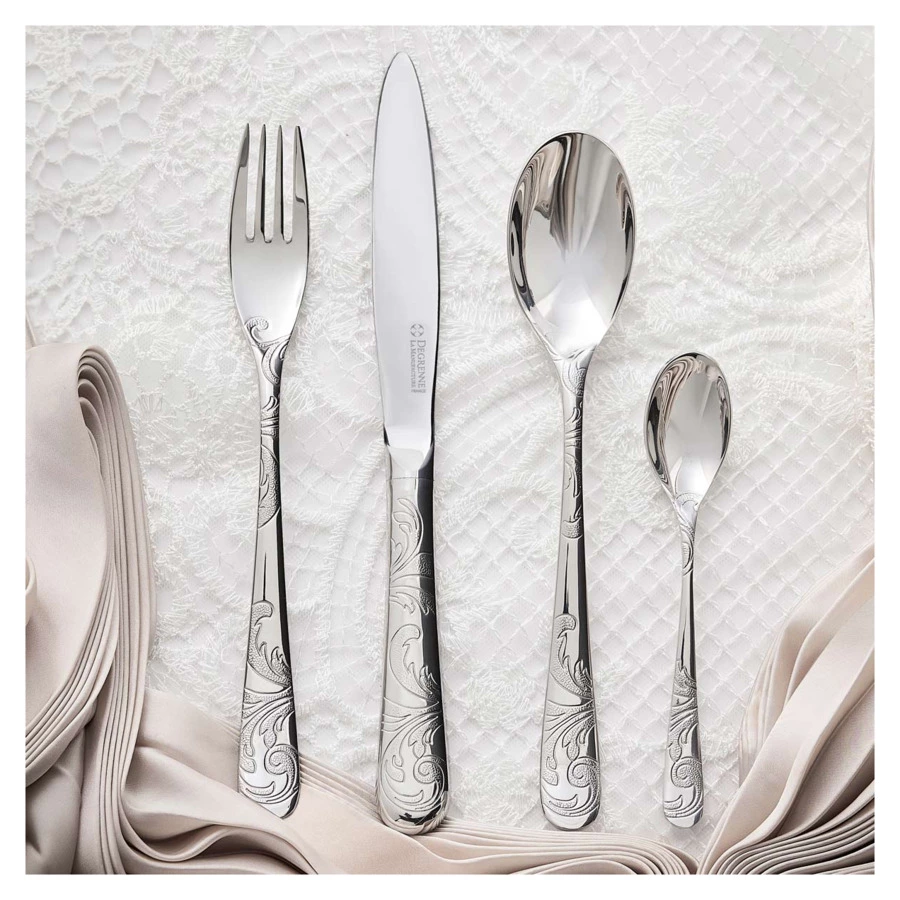 Набор столовых приборов Degrenne AQUATIC Couture на 6 персон 24 предмета с полой ручкой, сталь нержа