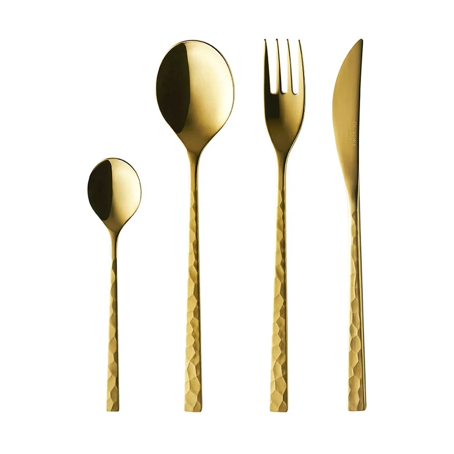 Набор столовых приборов Degrenne Fuse Martele Laiton на 6 персон 24 предмета, сталь нержавеющая, п/к