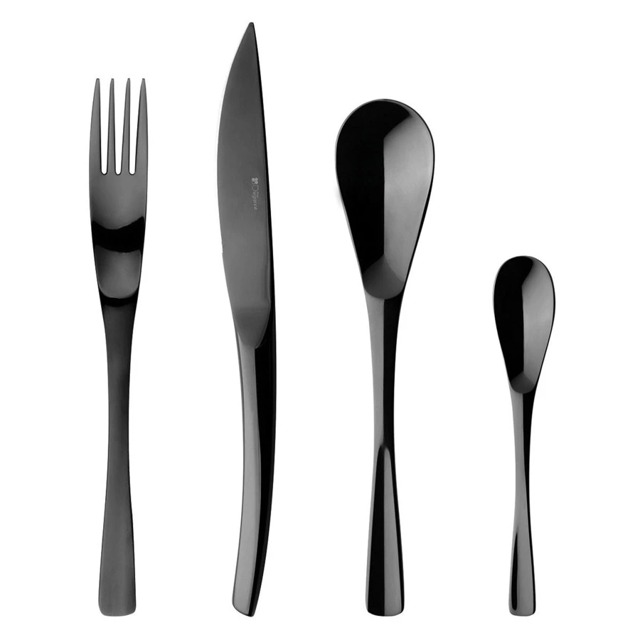 Набор столовых приборов Degrenne XY Black mir на 6 персон 24 предмета, сталь нержавеющая, п/к