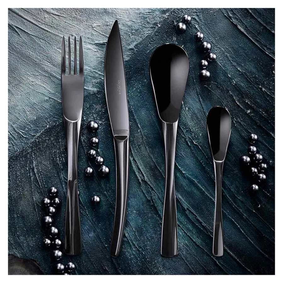 Набор столовых приборов Degrenne XY Black mir на 6 персон 24 предмета, сталь нержавеющая, п/к