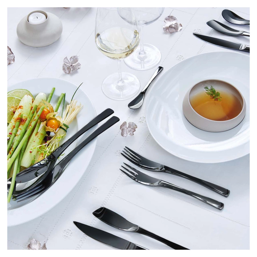 Набор столовых приборов Degrenne XY Black mir на 6 персон 24 предмета, сталь нержавеющая, п/к