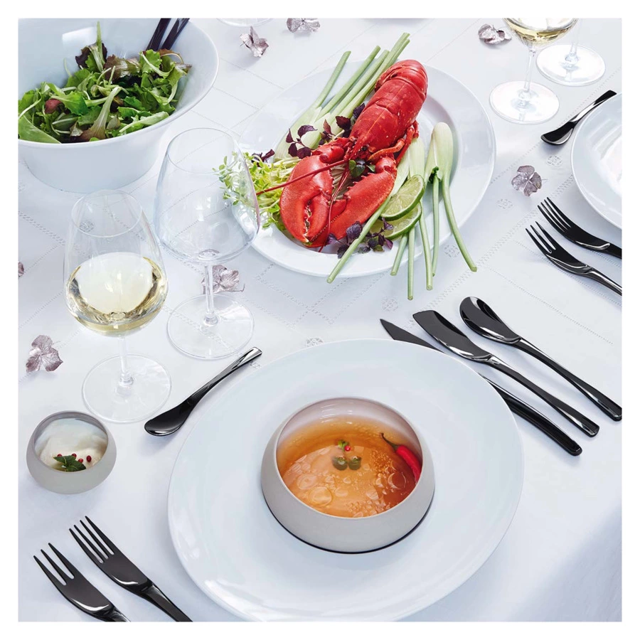 Набор столовых приборов Degrenne XY Black mir на 6 персон 24 предмета, сталь нержавеющая, п/к