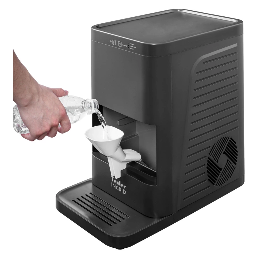 Льдогенератор компрессорный TESLER Ingrid ICM-0001 GREY, 105 ВТ, шариковый лед Д50мм за 55 минут, пл