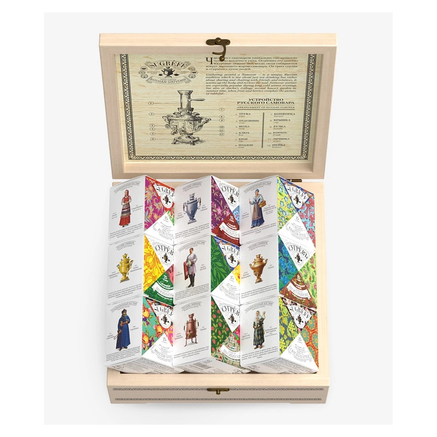 Набор чая листового в шкатулке СУГАРВЪ Петербург 225 г, 9 шт