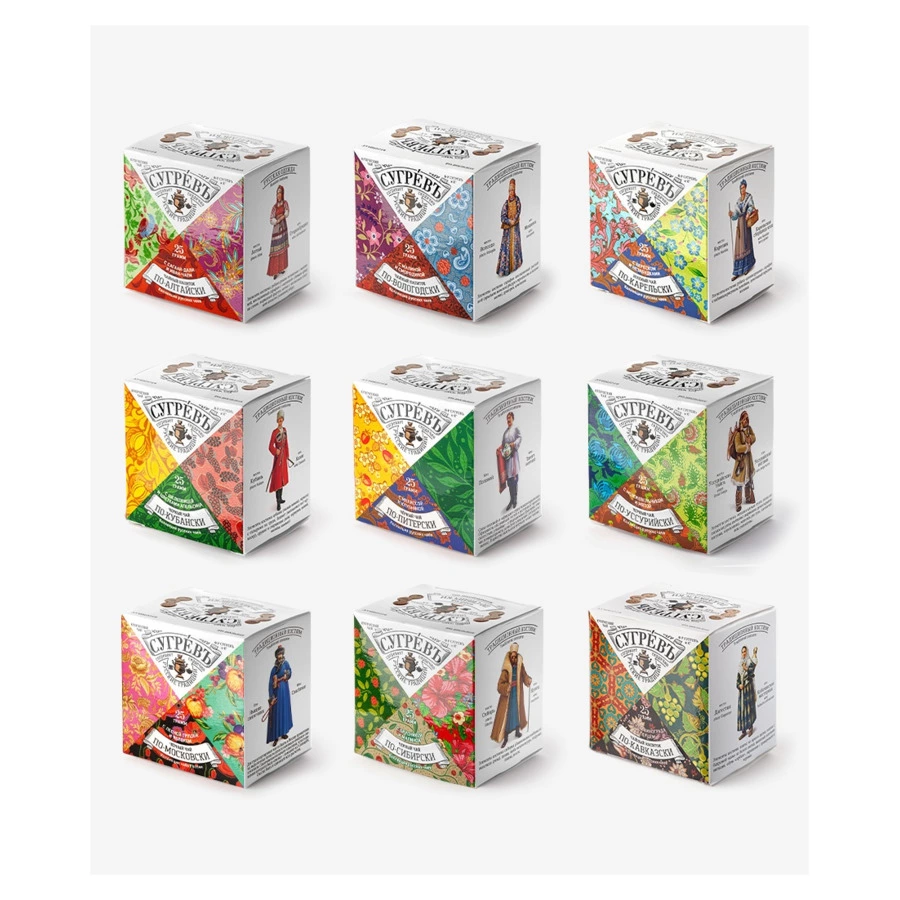 Набор чая листового в шкатулке СУГРЕВЪ Москва 9 шт