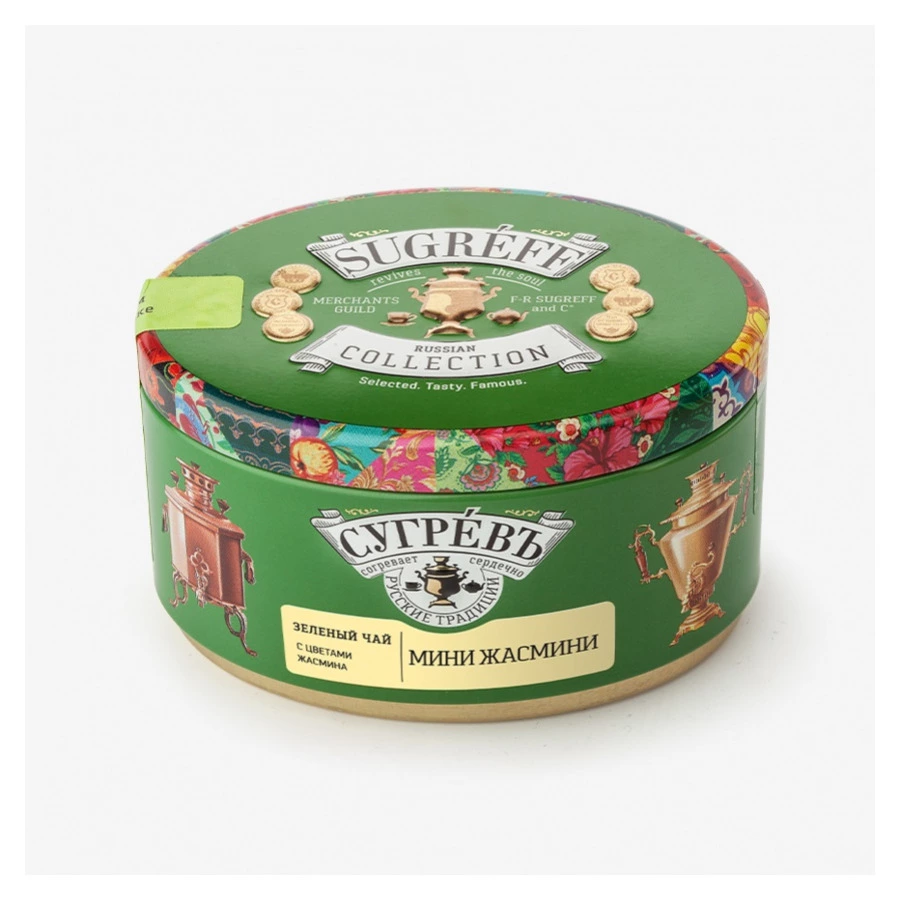 Чай зеленый листовой с цветами жасмина СУГРЕВЪ МиниЖасмини 110 г