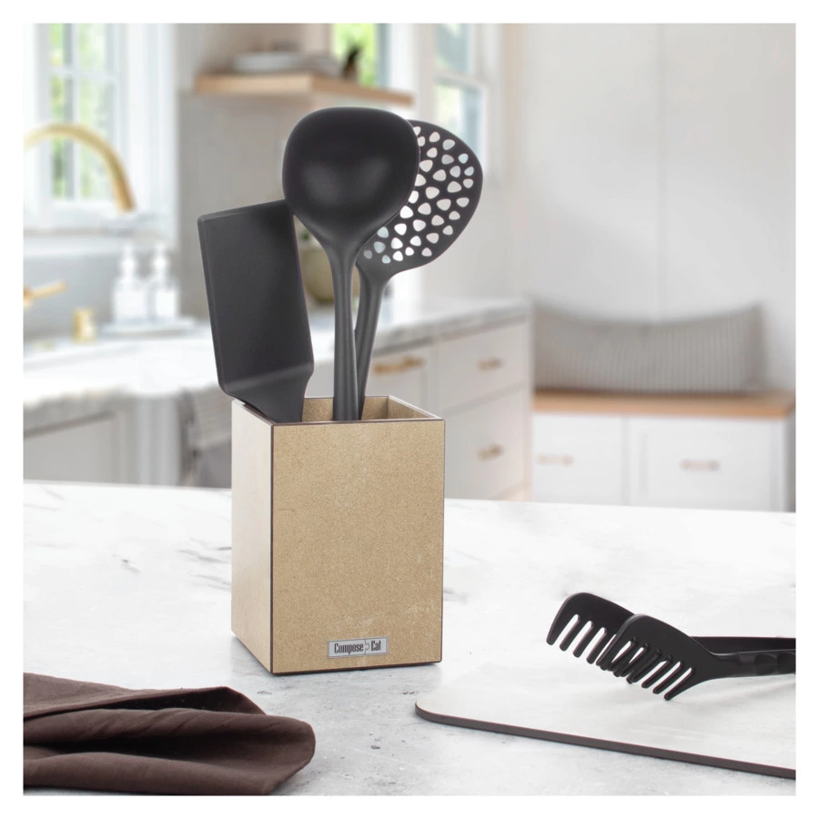 Подставка для кухонной утвари ComposeEat Fashion 12х12х17см, композит, порфир кремовый