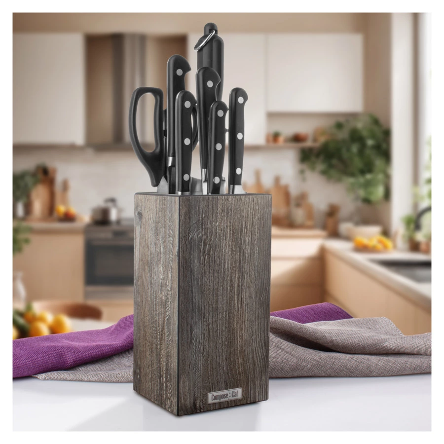 Подставка для ножей ComposeEat Elegance 11х11х24 см, композит, дуб прованс