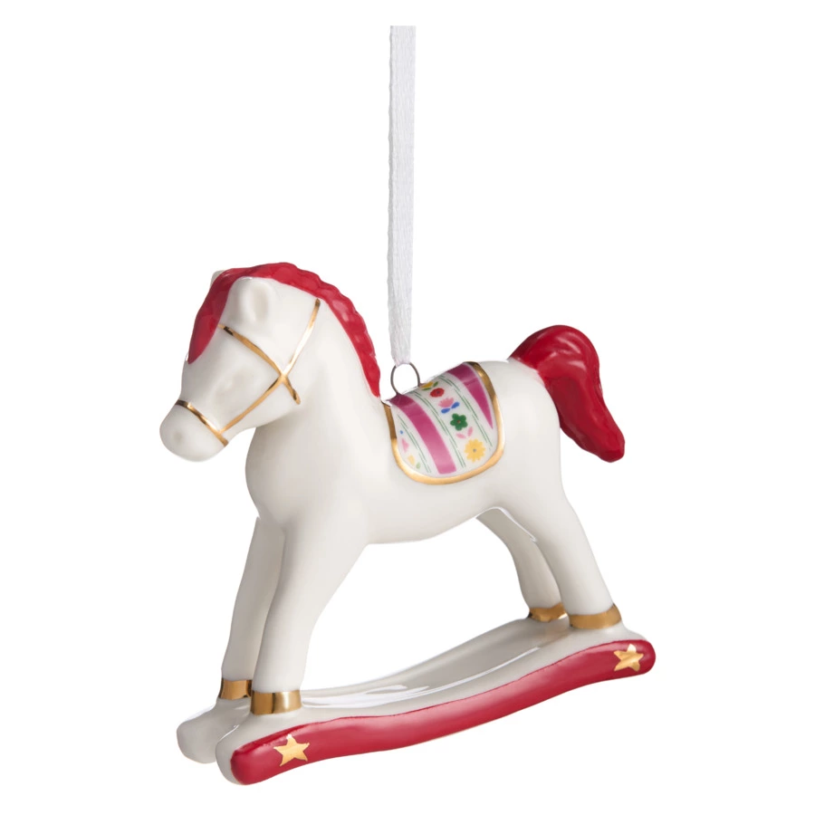 Елочное украшение Decor de table Лошадка, красная грива 8х2,5х8 см, фарфор
