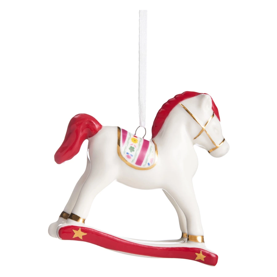 Елочное украшение Decor de table Лошадка, красная грива 8х2,5х8 см, фарфор