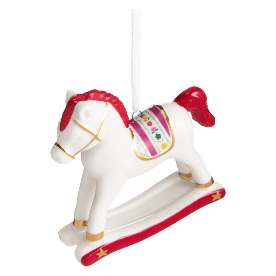 Елочное украшение Decor de table Лошадка, красная грива 8х2,5х8 см, фарфор