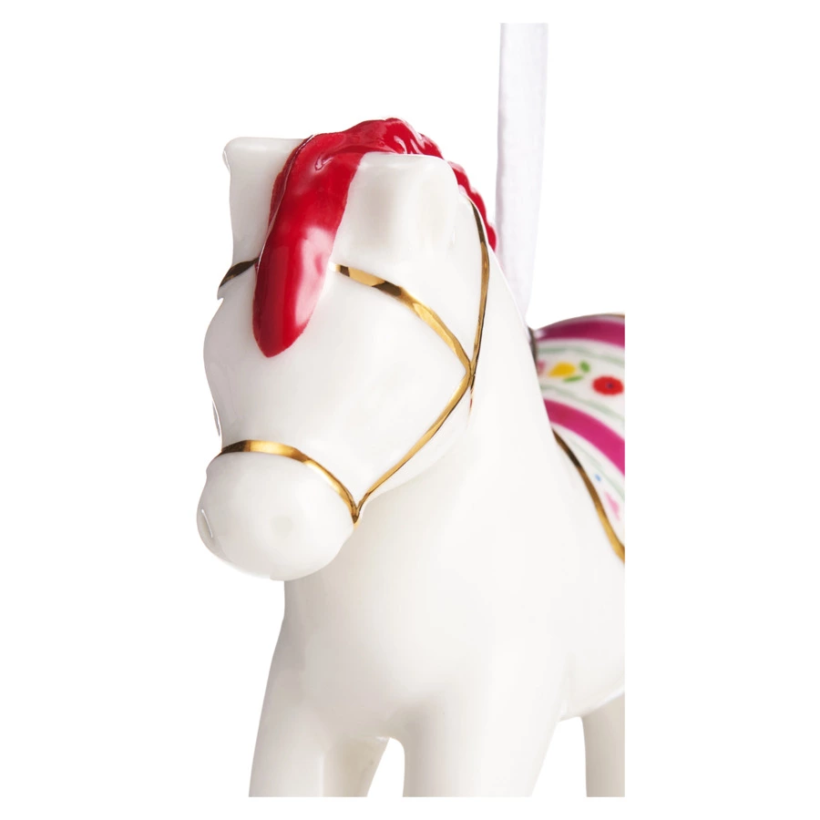 Елочное украшение Decor de table Лошадка, красная грива 8х2,5х8 см, фарфор