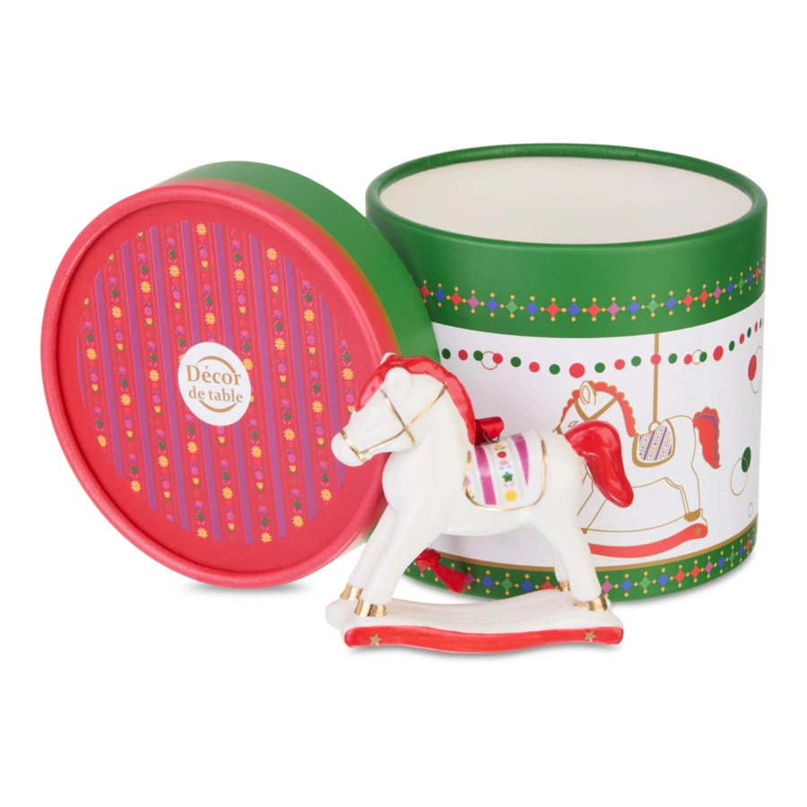 Елочное украшение Decor de table Лошадка, красная грива 8х2,5х8 см, фарфор