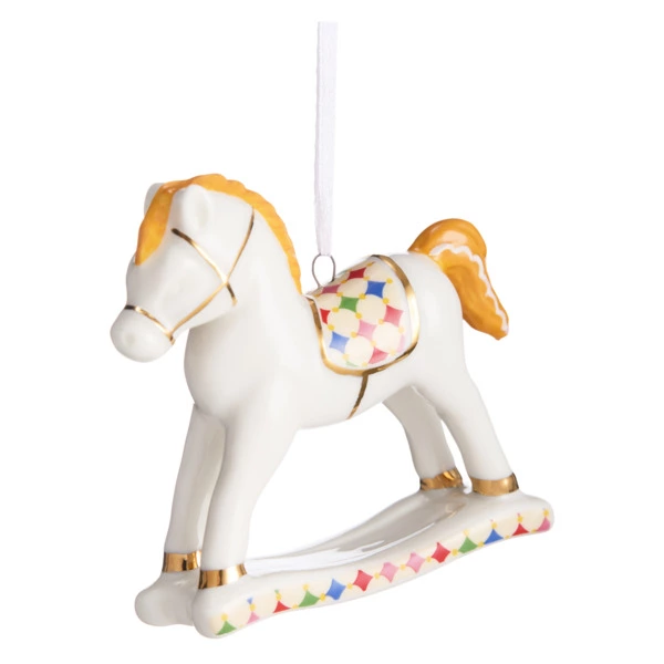 Елочное украшение Decor de table Лошадка, оранжевая грива 8х2,5х8 см, фарфор