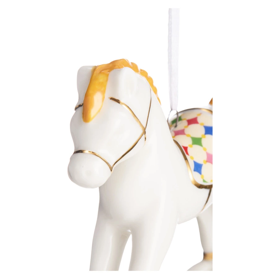 Елочное украшение Decor de table Лошадка, оранжевая грива 8х2,5х8 см, фарфор