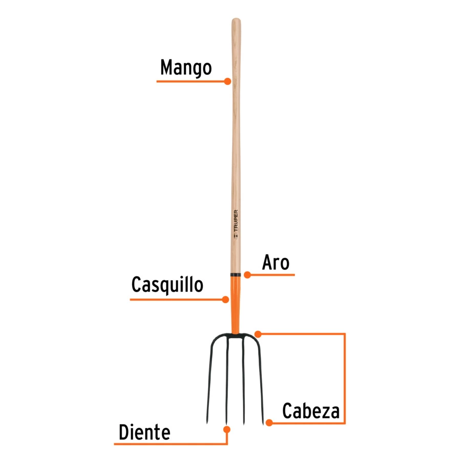 Вилы садовые Truper 22х154 см, ручка дерево 122 см, BBPJ-4 11003