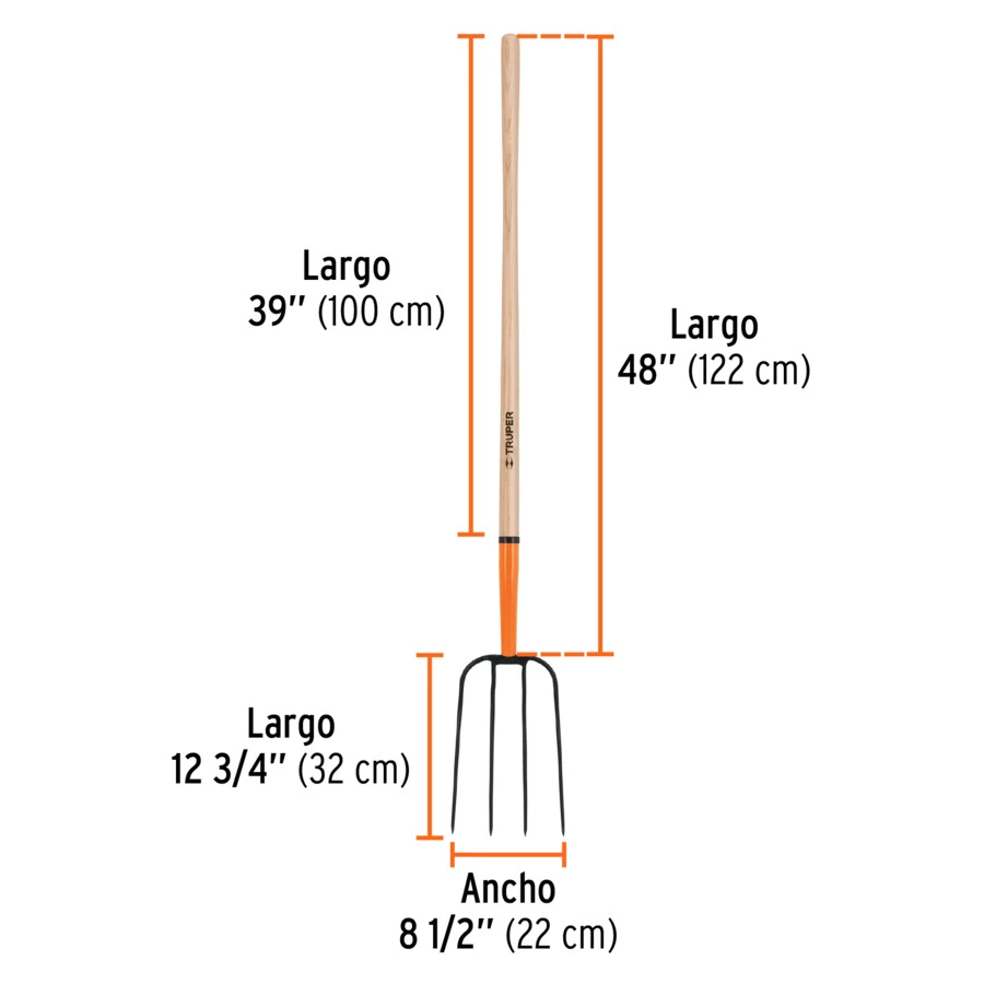Вилы садовые Truper 22х154 см, ручка дерево 122 см, BBPJ-4 11003