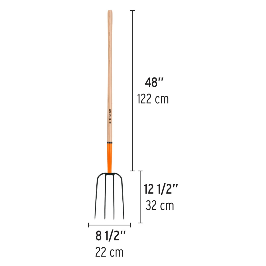 Вилы садовые Truper 22х154 см, ручка дерево 122 см, BBPJ-4 11003