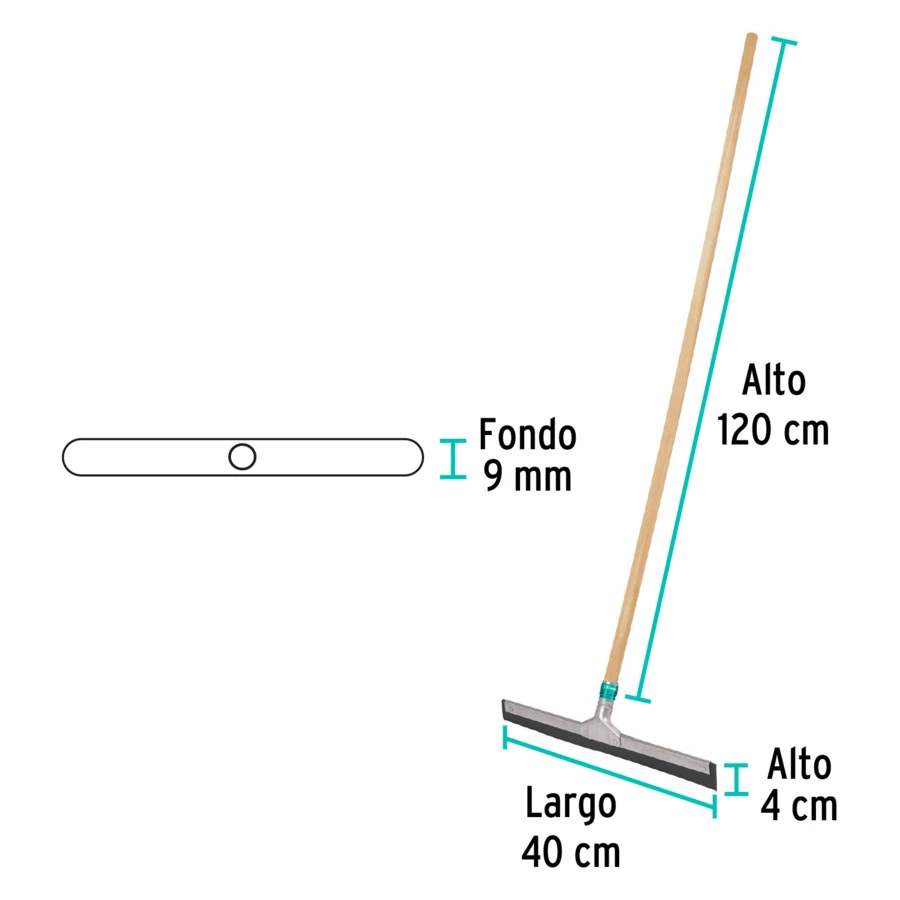 Водосгон для пола Klintek 40 см, черенок дерево 120 см,, оранжевый, 57018
