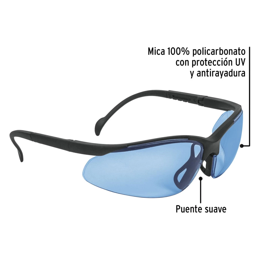 Очки защитные с регулировкой дужек Truper Vision, синие, 14303