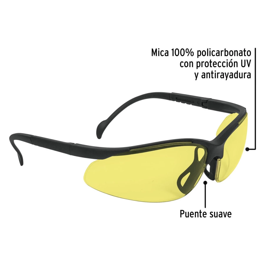 Очки защитные с регулировкой дужек Truper Vision, янтарные, 14304