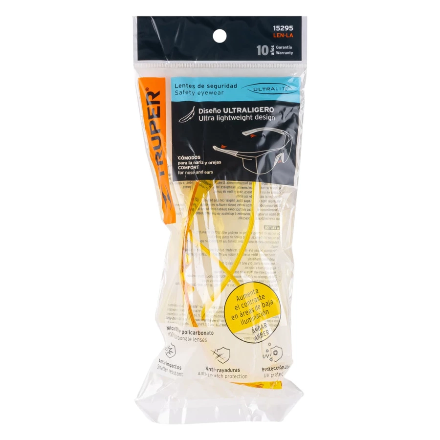 Очки защитные ультралегкие Truper желтые, 15295