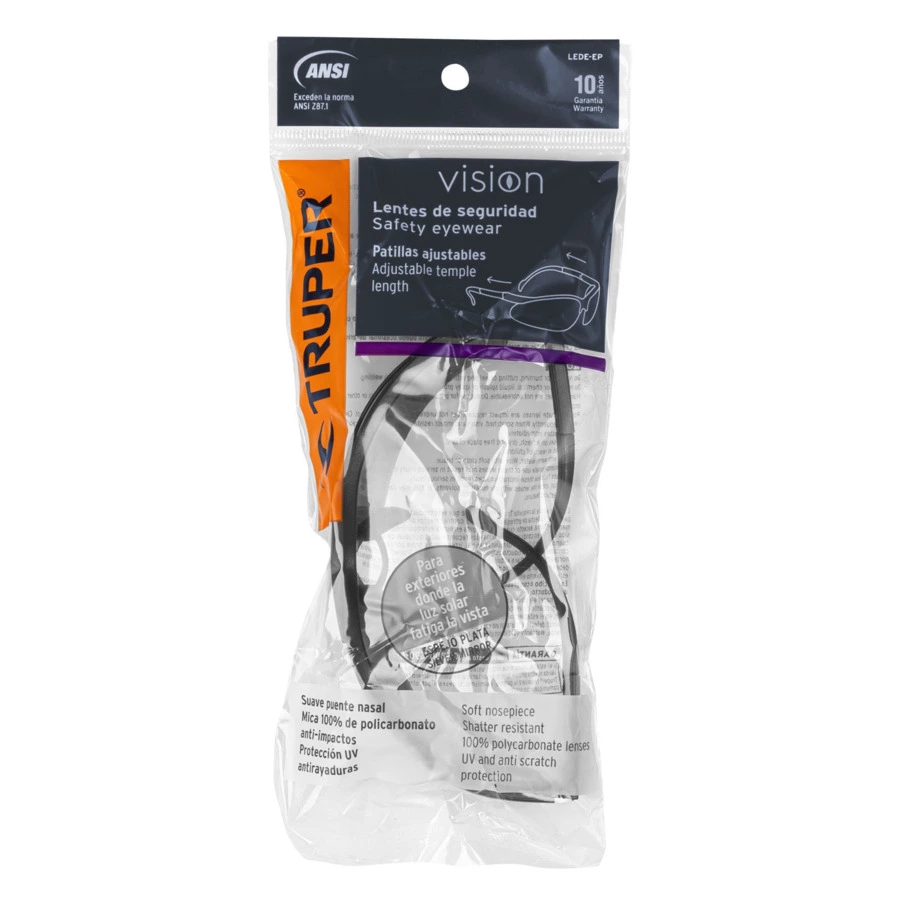 Очки защитные с регулировкой дужек Truper Vision, зеркальные, 10825