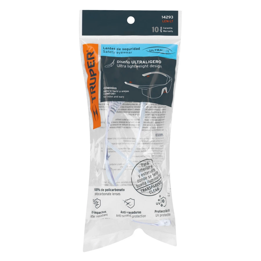 Очки защитные ультралегкие Truper прозрачные, 14293
