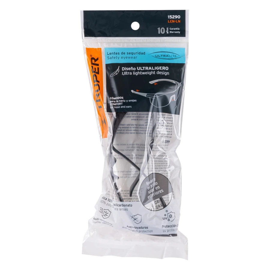 Очки защитные ультралегкие Truper дымчатые 15290