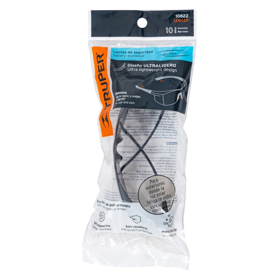 Очки защитные ультралегкие Truper серые зеркальные 10822