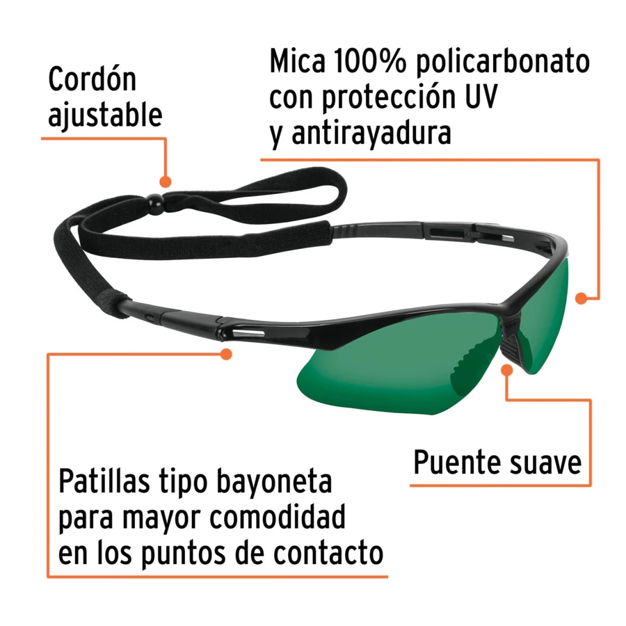 Очки защитные Truper Sport на ремне, зеленые, 15178
