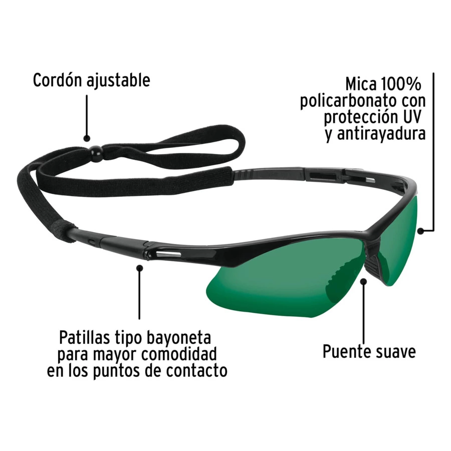 Очки защитные Truper Sport на ремне, зеленые, 15178