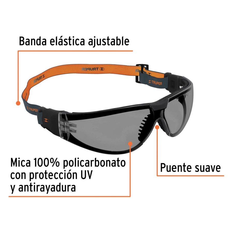 Очки защитные Truper Active на ремне, дымчатые, 100293