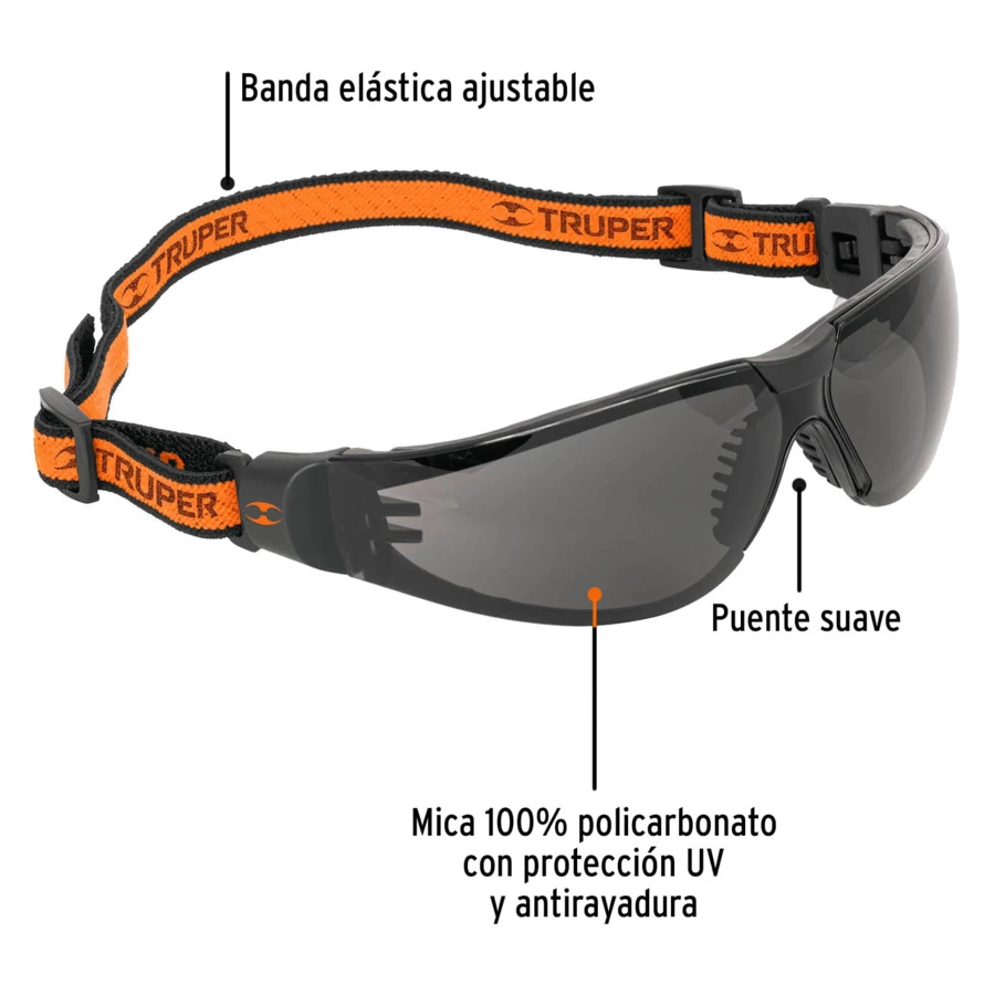 Очки защитные Truper Active на ремне, дымчатые, 100293