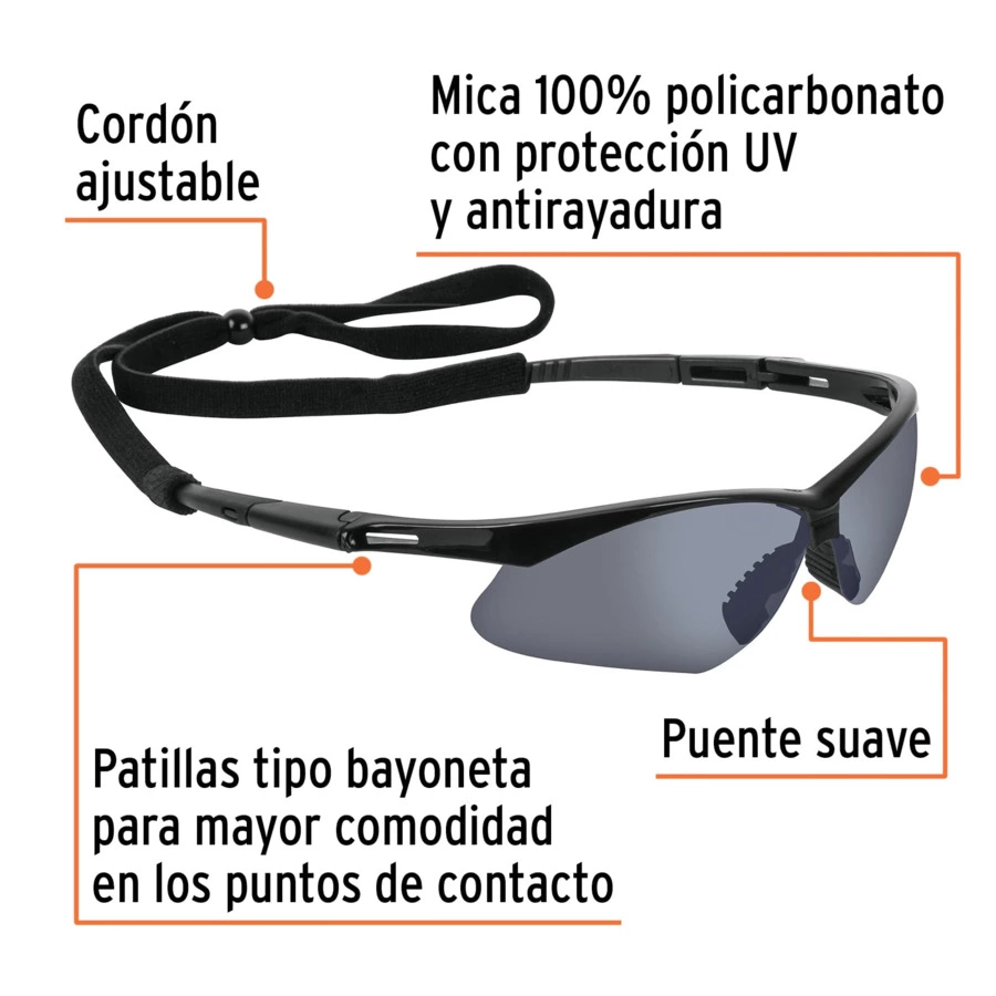 Очки защитные Truper Sport на ремне, серые, 15182