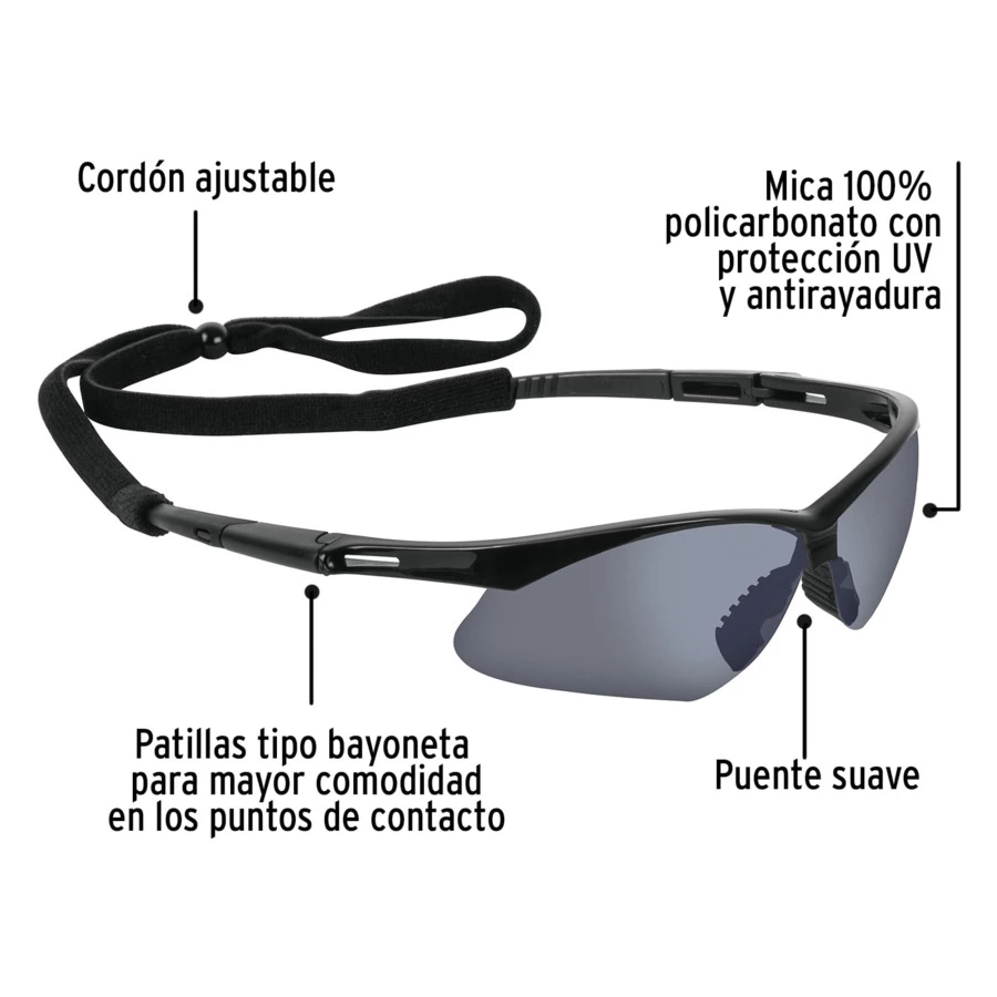 Очки защитные Truper Sport на ремне, серые, 15182