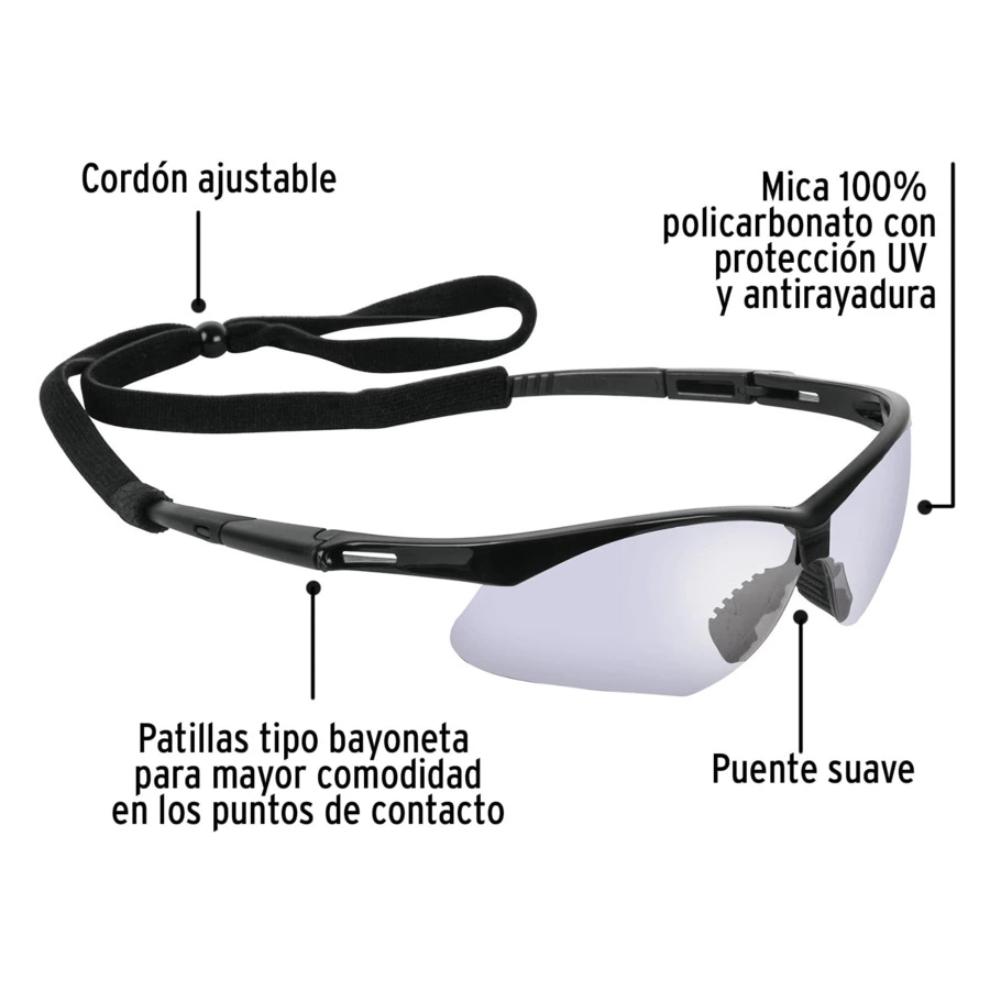 Очки защитные Truper Sport на ремне, зеркальные с синим отливом, 15184