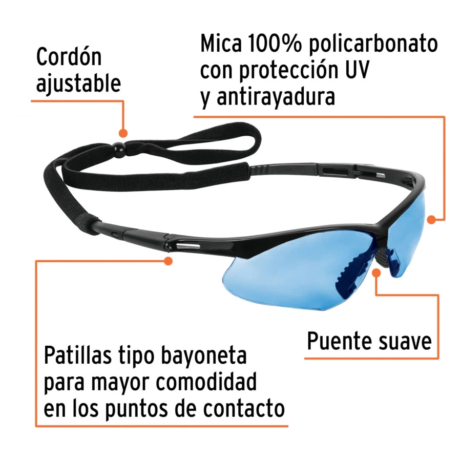 Очки защитные Truper Sport на ремне, голубые, 15176