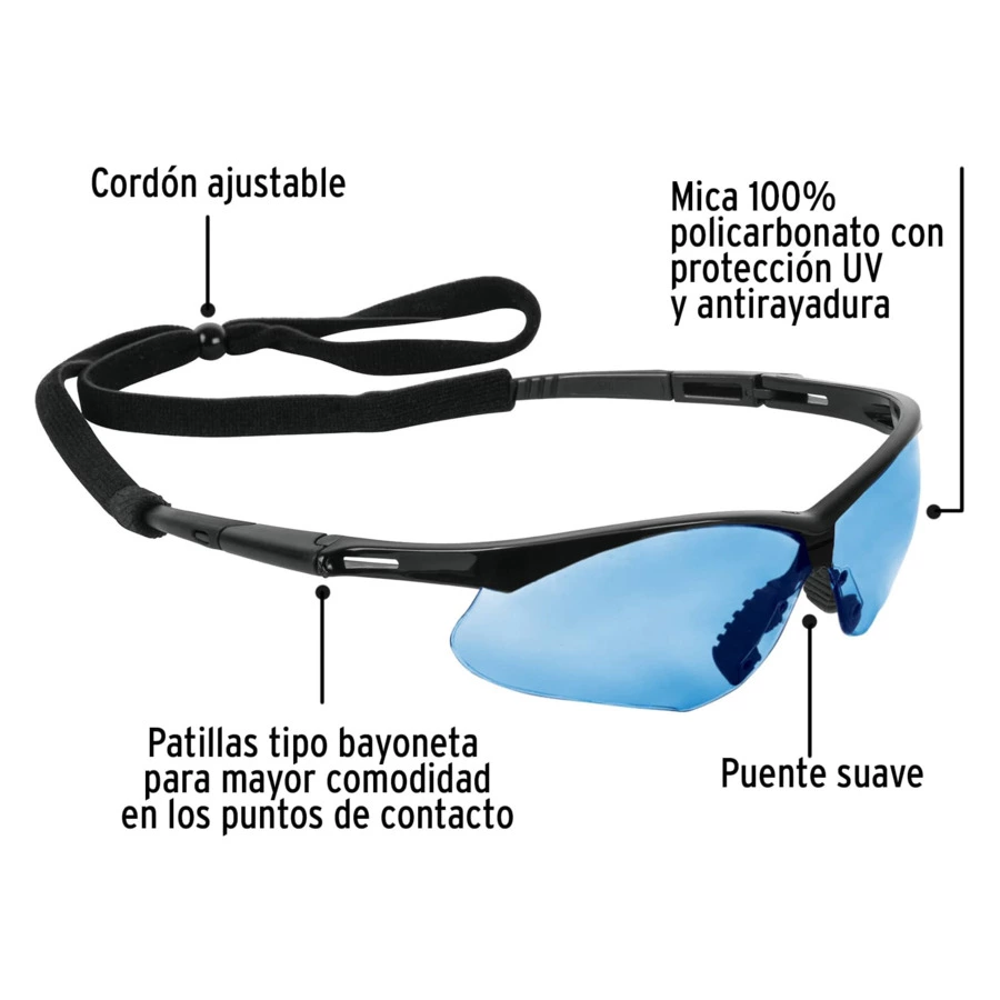 Очки защитные Truper Sport на ремне, голубые, 15176