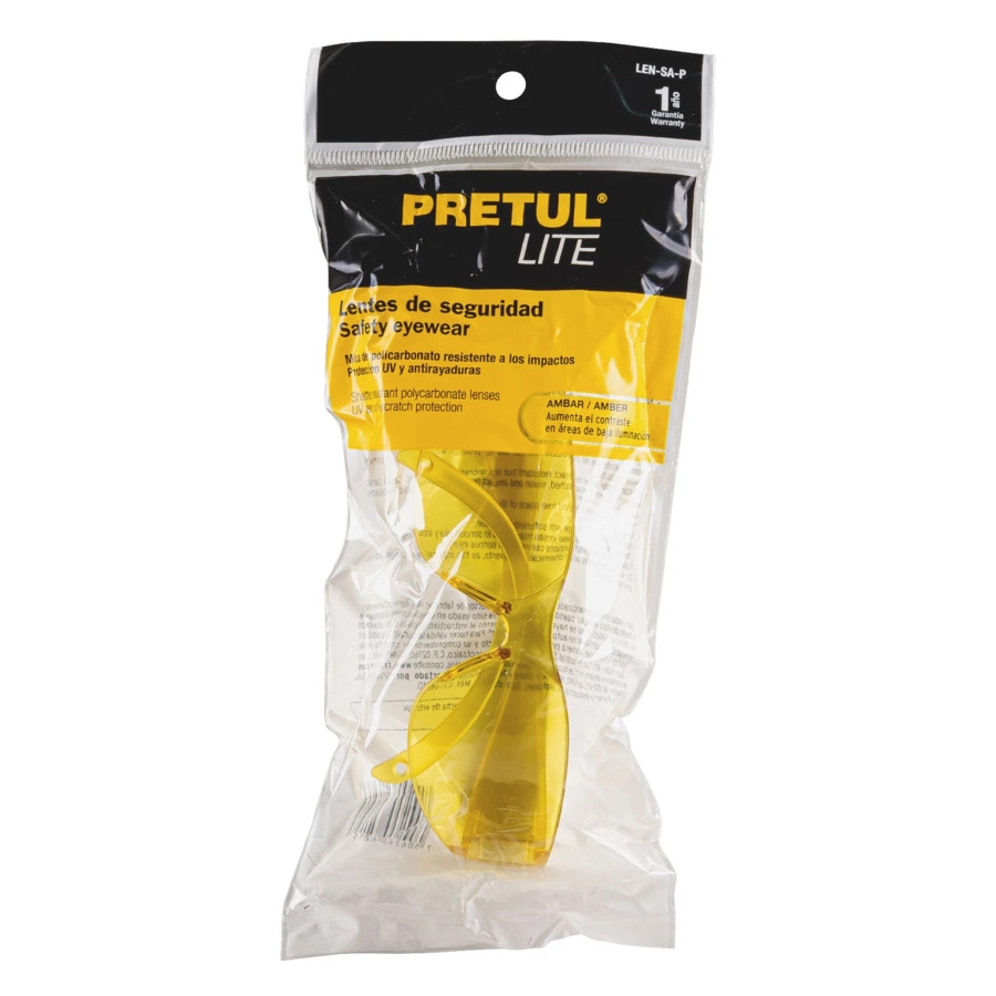 Очки защитные с широкими дужками Pretul янтарные 20403