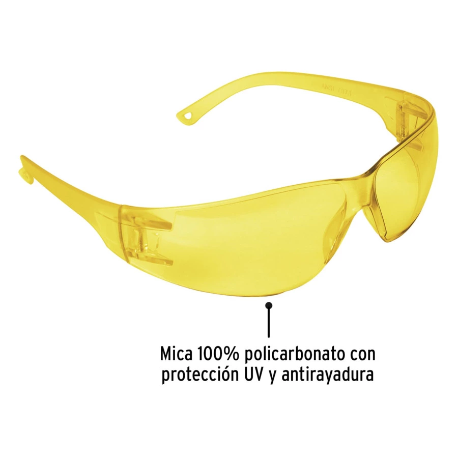 Очки защитные с широкими дужками Pretul янтарные 20403