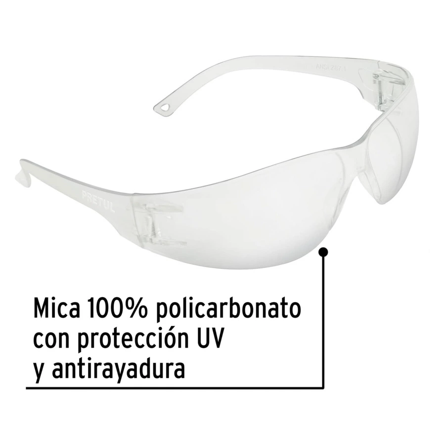 Очки защитные с широкими дужками Pretul прозрачные 20401
