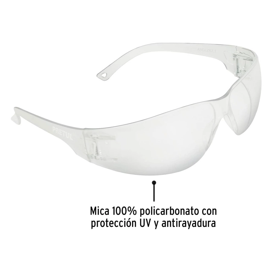 Очки защитные с широкими дужками Pretul прозрачные 20401