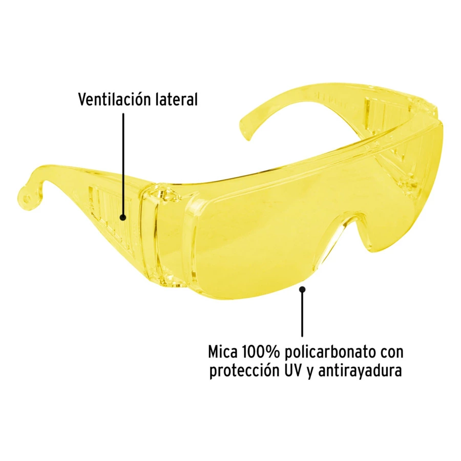 Очки защитные с широкими дужками Truper с вентиляцией, янтарные, 14254