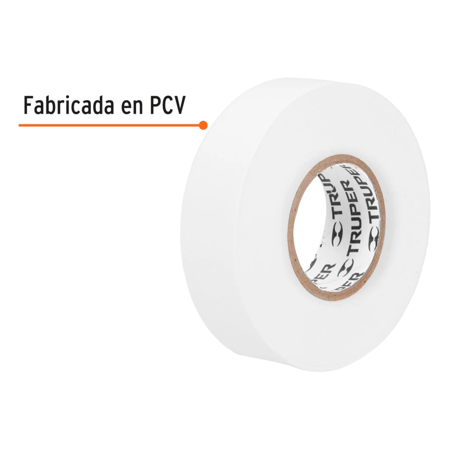 Изолента Truper 19 мм х 18 м, ПВХ с клеевым акриловым слоем, белая, M-33B 12506