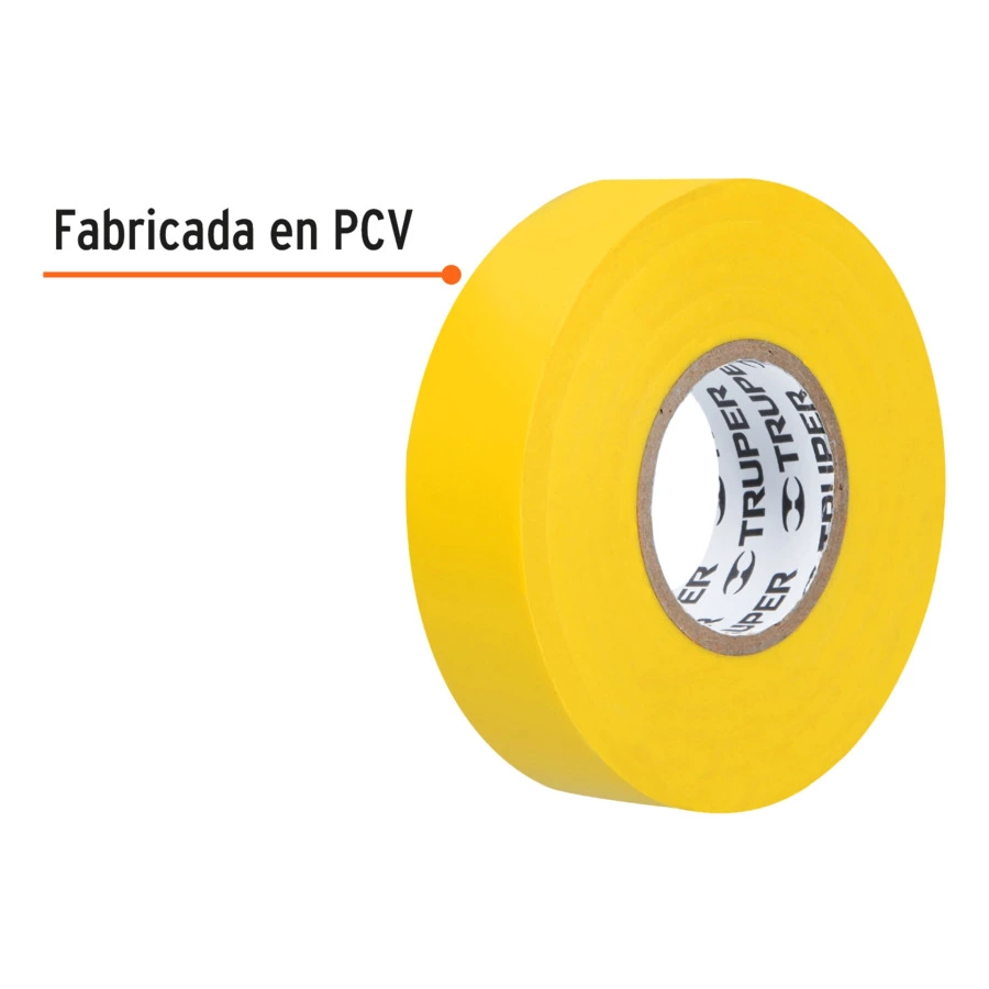 Изолента Truper 19 мм х 18 м, ПВХ с клеевым акриловым слоем, желтая, M-33А 12503