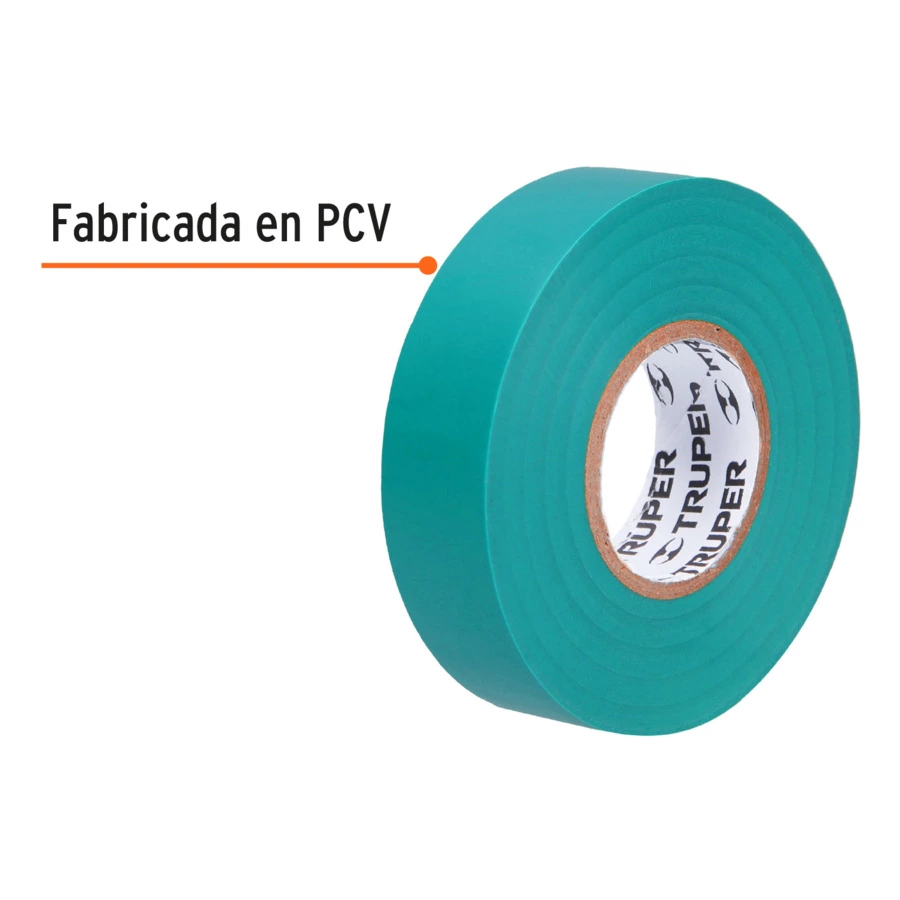 Изолента Truper 19 мм х 18 м, ПВХ с клеевым акриловым слоем, зеленая, M-33V 12502