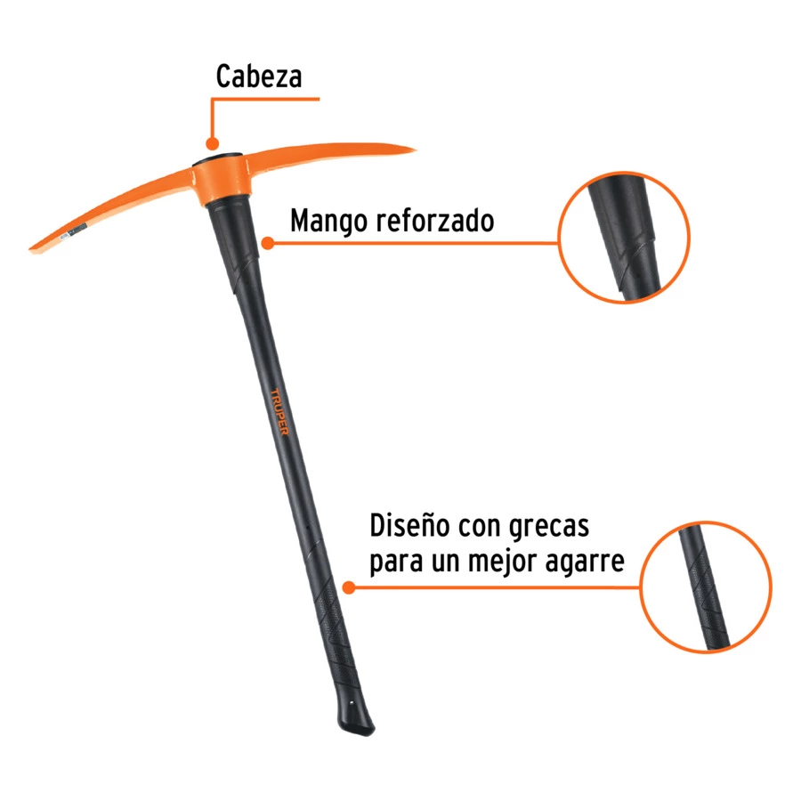 Кайло двустороннее Truper 3 кг, резец 37 мм, ручка фиберглас 91 см, 18630